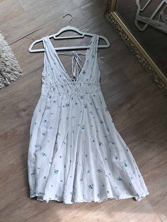H&M Dresses & Skirts - H&M White Mini Dress with Blue Floral Print